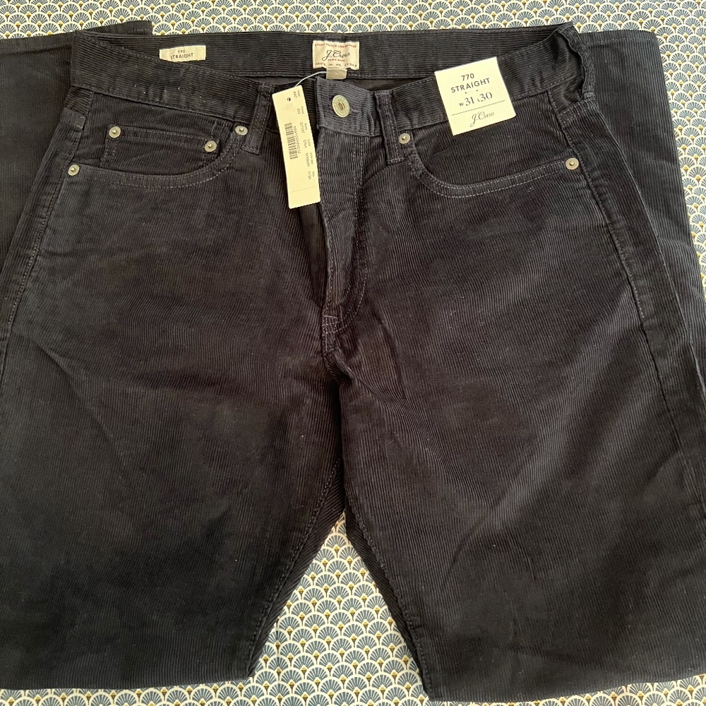 J Crew Mens Corduroys Navy Blue W31 L30
